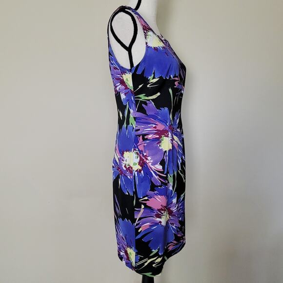 EUC Connected Apparel 6 Bodycon Dress Back Zip Back Slit Vibrant Multicolor - Picture 6 of 16